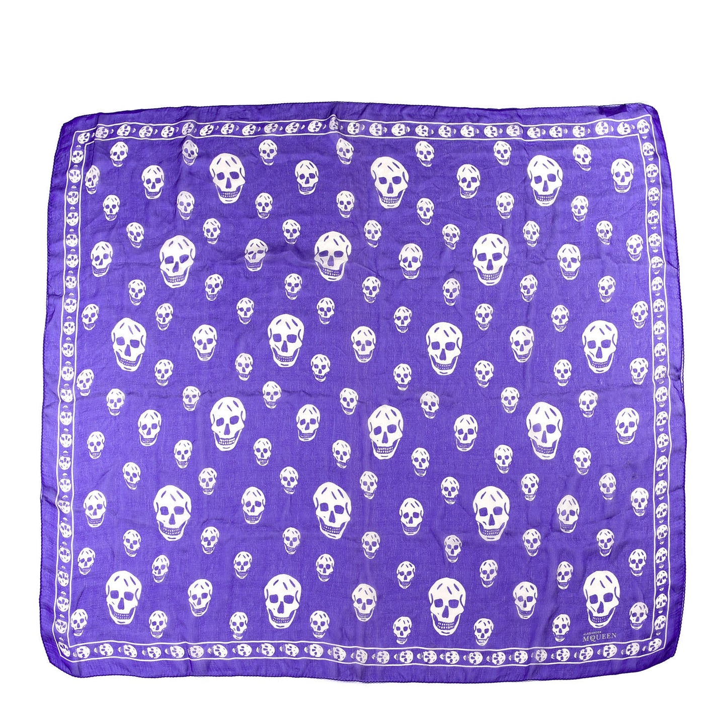 Silk Chiffon Skull Scarf Purple White