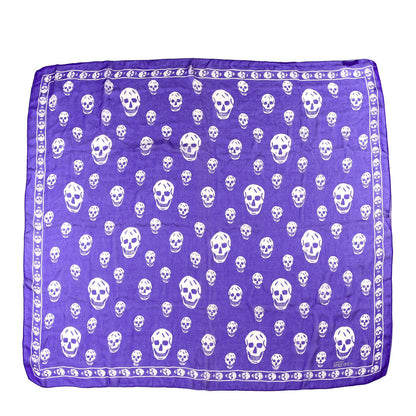 Alexander McQueen Silk Chiffon Skull Scarf Purple White 1 of 3