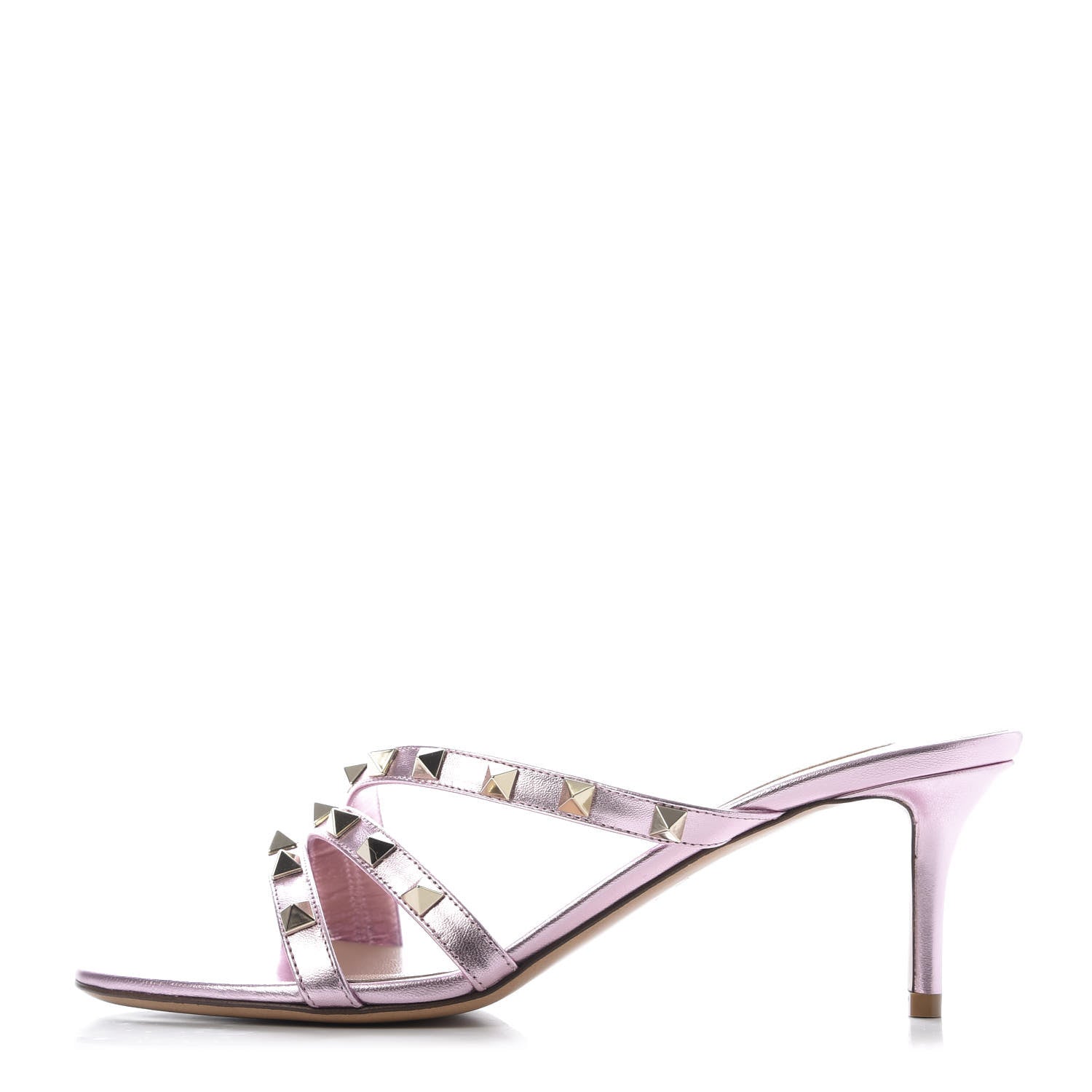 Valentino Garavani Metallic Nappa Rockstud 60mm Slide Sandals 38 Giacinto 1 of 10