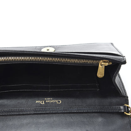 Christian Dior Calfskin Studded Diorama Wallet on Chain Pouch Black 4 of 9