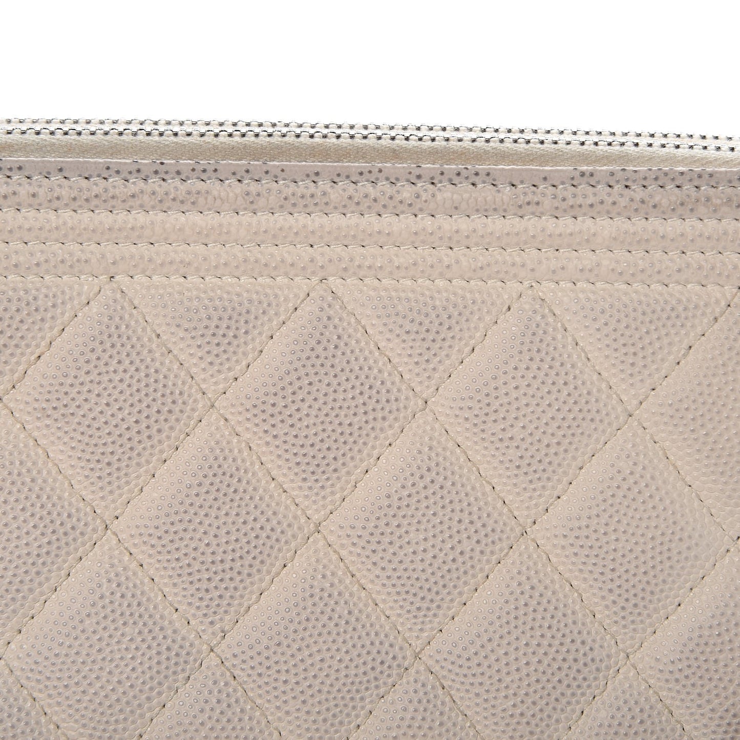 Caviar Quilted Small Boy Clutch With Chain Ivory