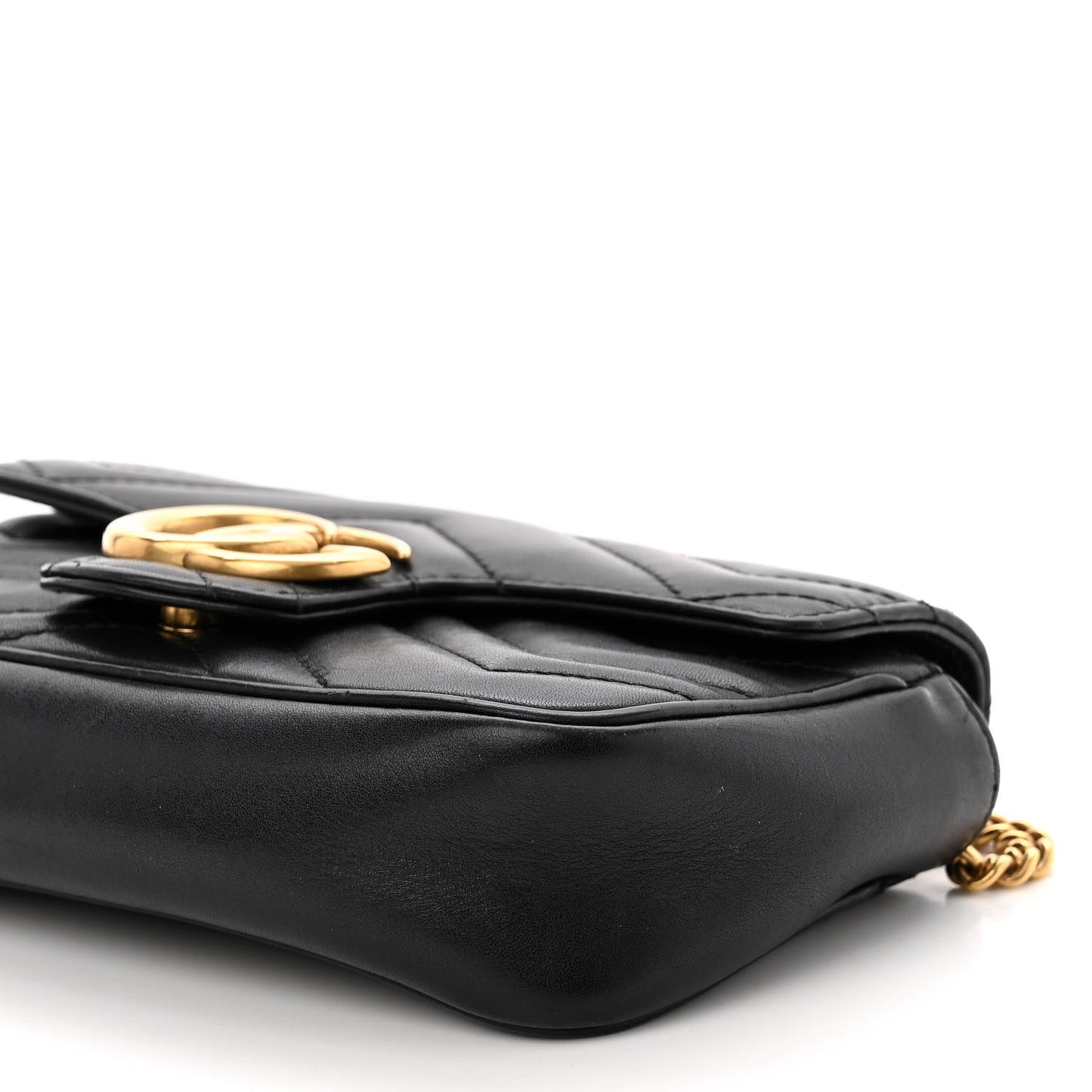 Calfskin Matelasse Super Mini GG Marmont Shoulder Bag Black