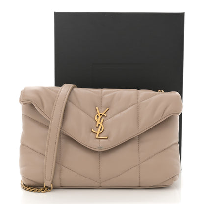 Saint Laurent Lambskin Quilted Toy Loulou Puffer Monogram Chain Satchel Dark Beige 14 of 14