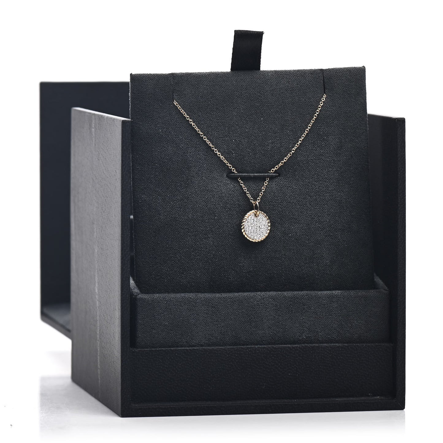 18K Yellow Gold Diamond Cable Collectibles Pave Charm Pendant Necklace