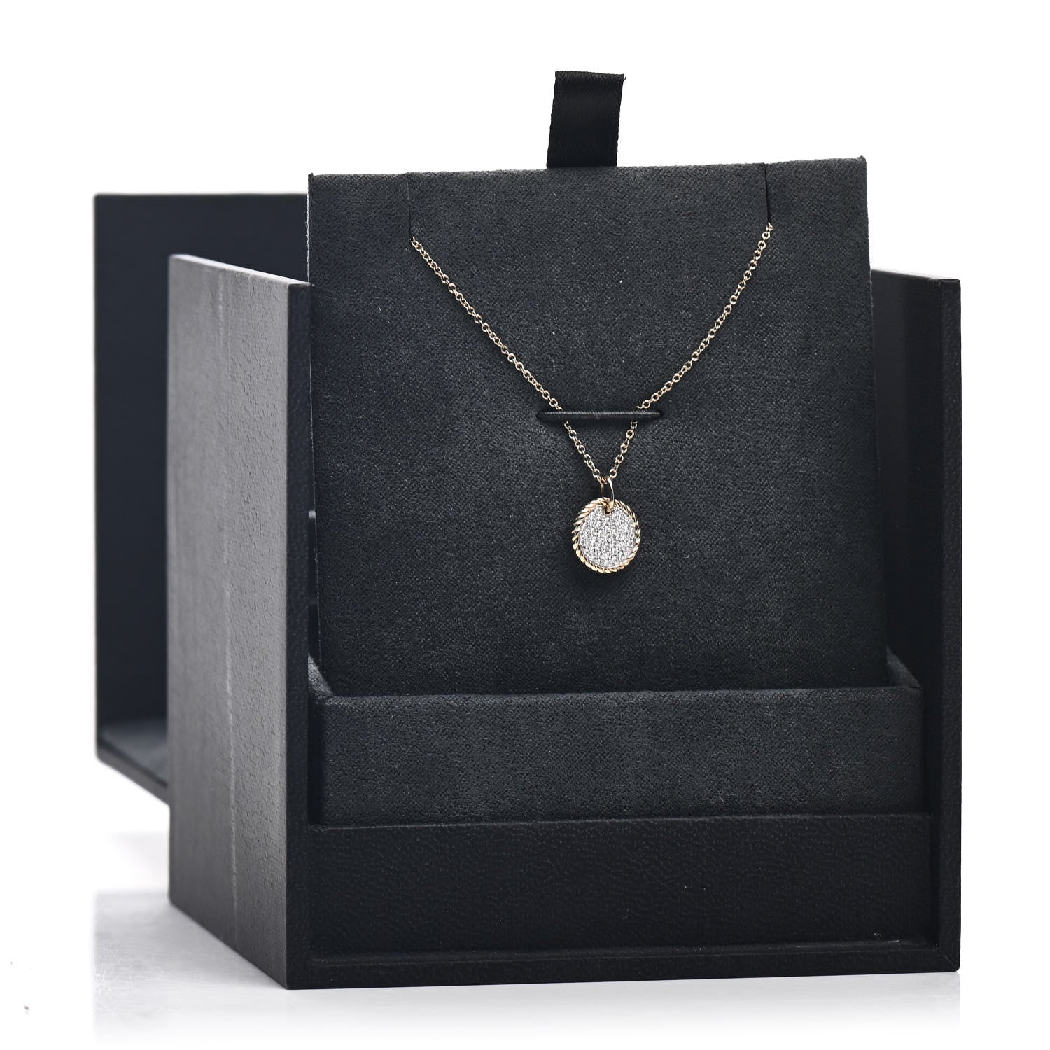 David Yurman 18K Yellow Gold Diamond Cable Collectibles Pave Charm Pendant Necklace 4 of 4