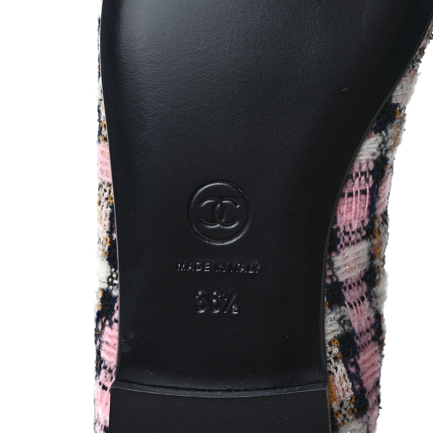 Chanel Wool Cotton Tweed Corduroy Cap Toe Ballerina Flats 36 Multicolor Black 6 of 9