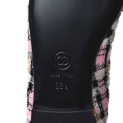 Chanel Wool Cotton Tweed Corduroy Cap Toe Ballerina Flats 36 Multicolor Black 6 of 9