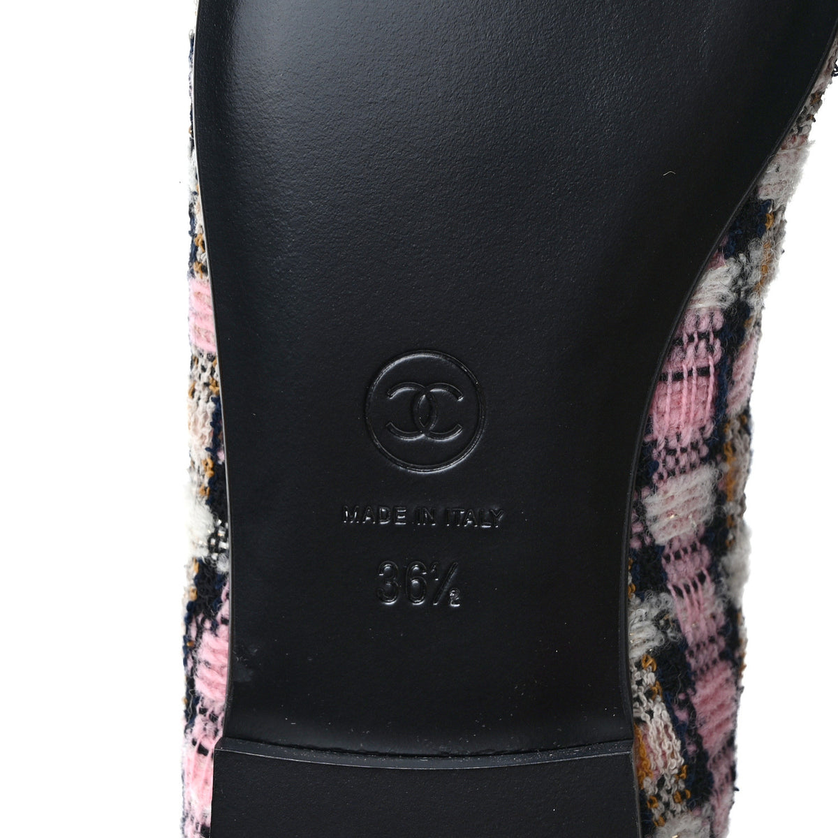 Chanel Wool Cotton Tweed Corduroy Cap Toe Ballerina Flats 36 Black Pink Multicolor 6 of 9