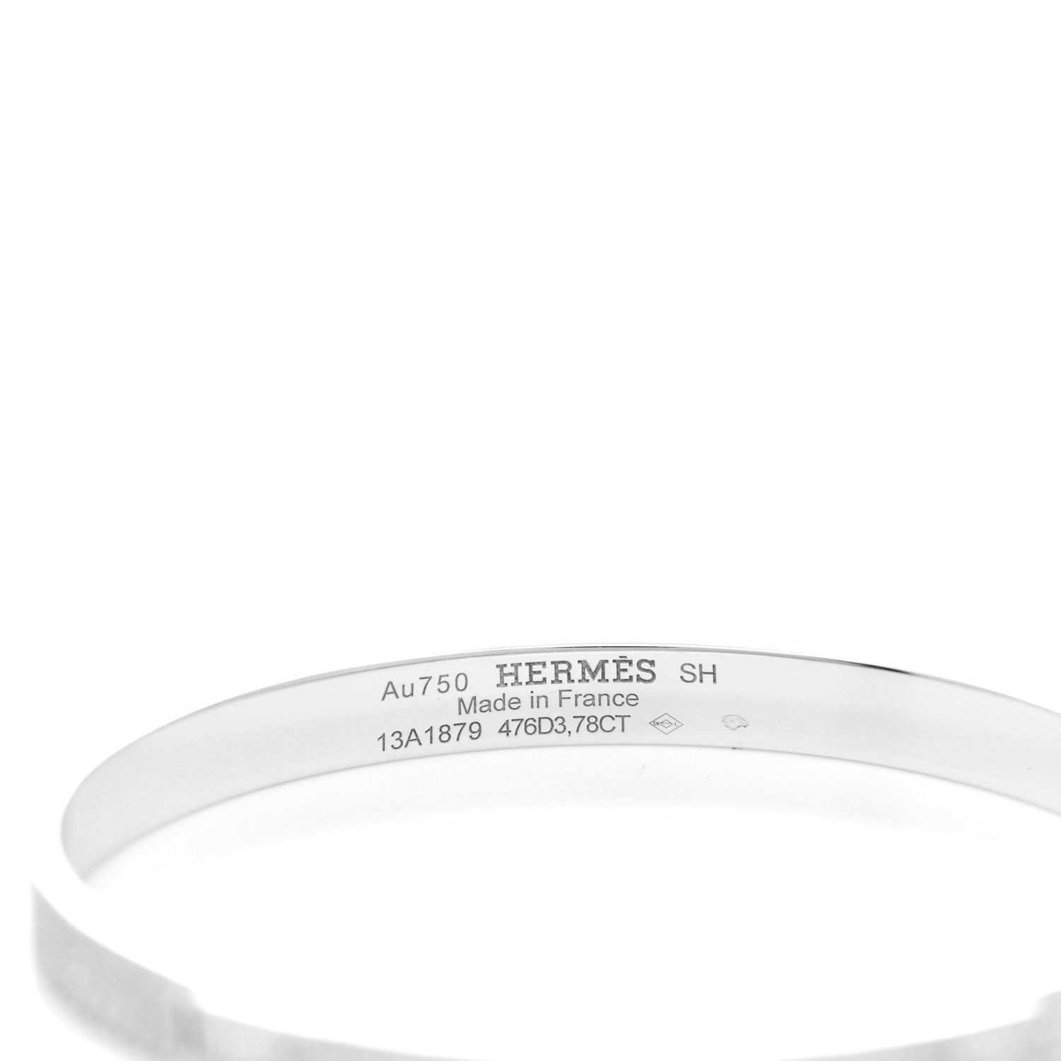 Hermes 18K White Gold Diamond PM Collier De Chien Full Pave Bracelet SH 3 of 3