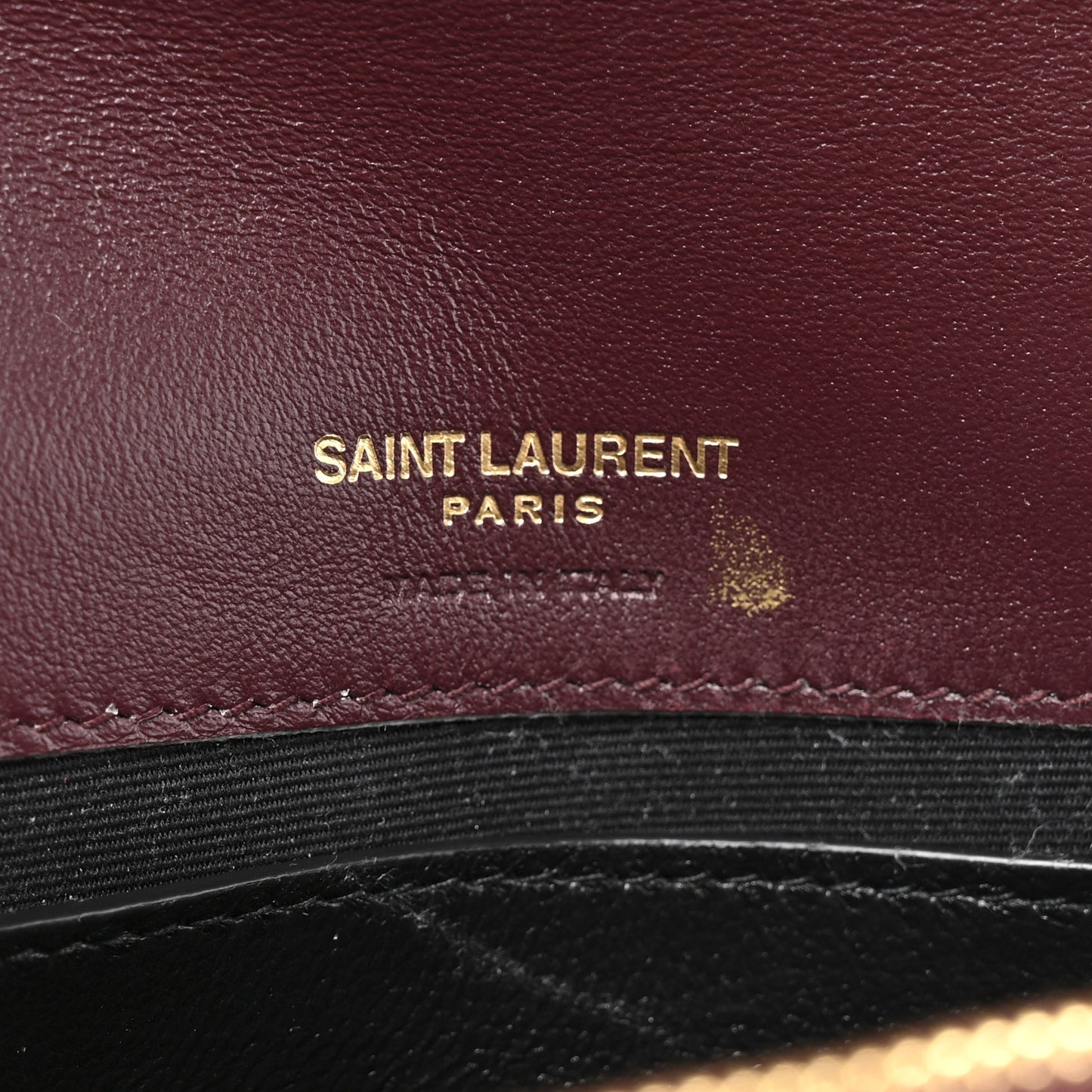 Vernice Matelasse Chevron Monogram Envelope Chain Wallet Dark Red Wine