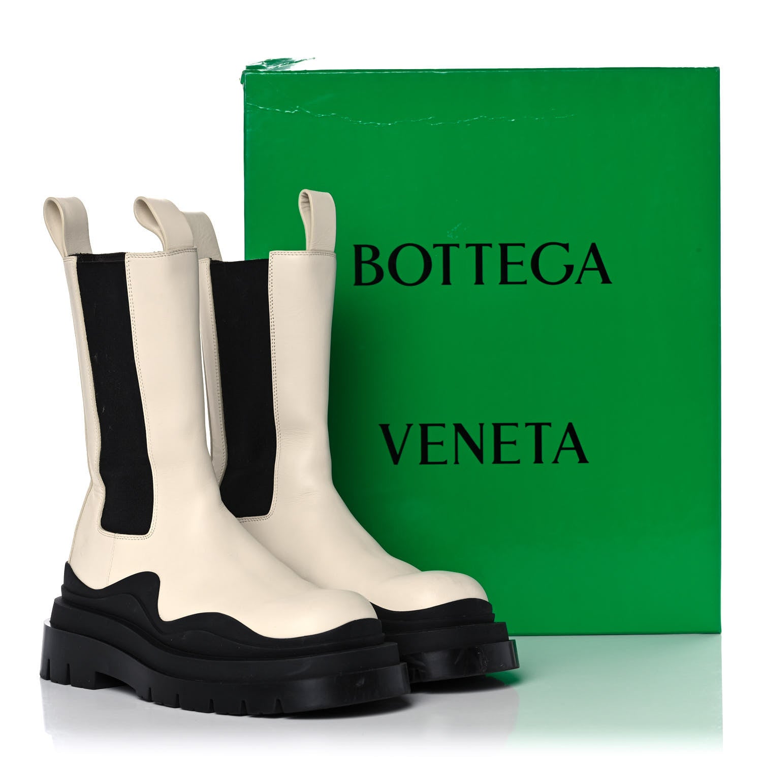 Bottega Veneta Calfskin The Tire Chelsea Boots 38 Sea Salt Black 13 of 13
