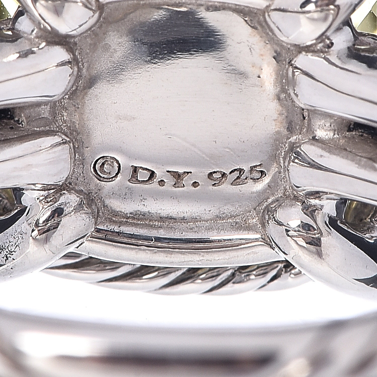 David Yurman Sterling Silver Diamond Lemon Citrine 14mm Chatelaine Ring 54 7 4 of 5