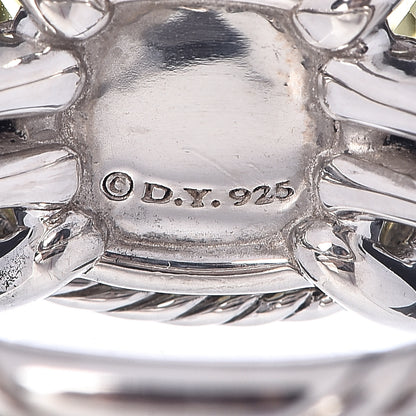 David Yurman Sterling Silver Diamond Lemon Citrine 14mm Chatelaine Ring 54 7 4 of 5
