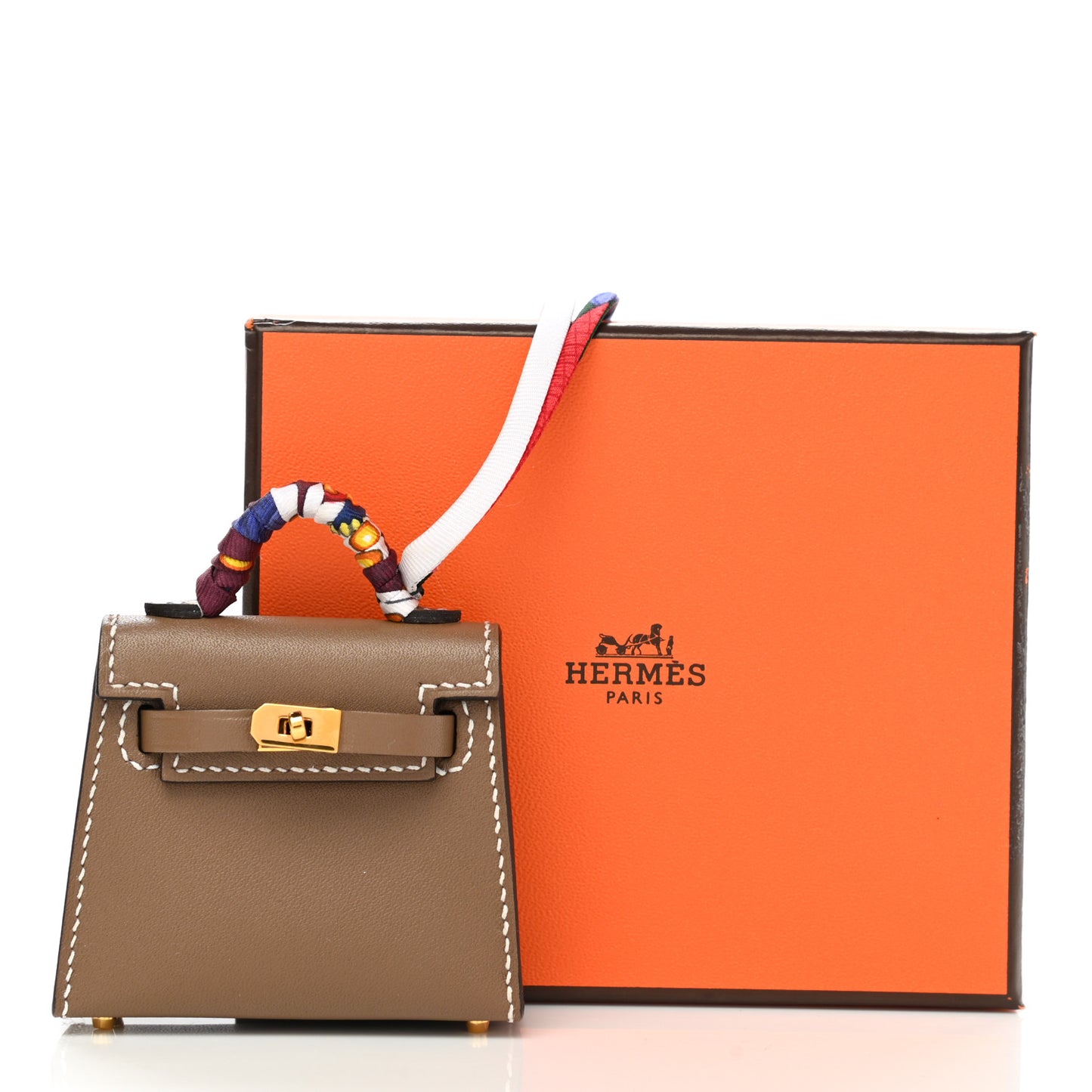 Tadelakt Mini Kelly Twilly Bag Charm Etoupe