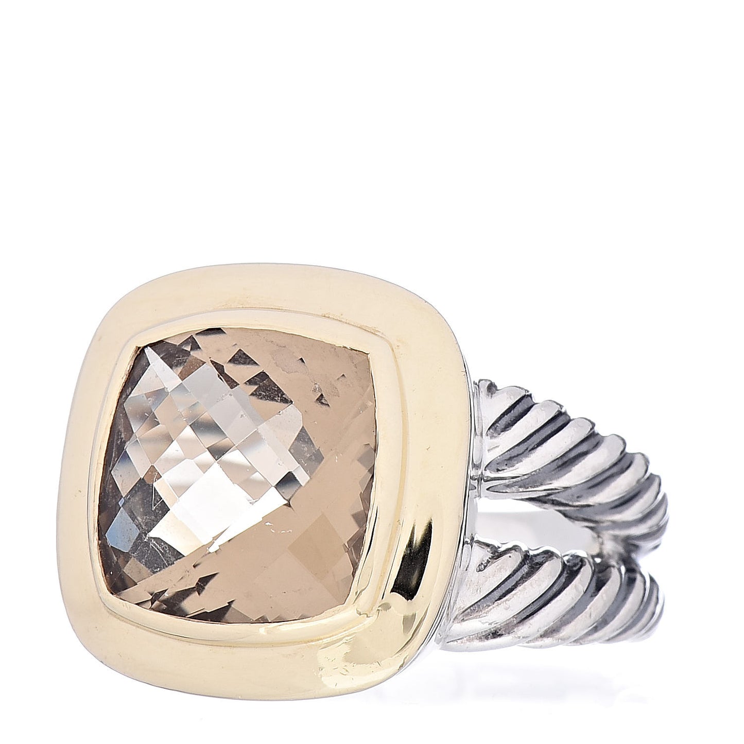 Sterling Silver 18K Yellow Gold Smoky Quartz 11mm Albion Ring 53 6.25