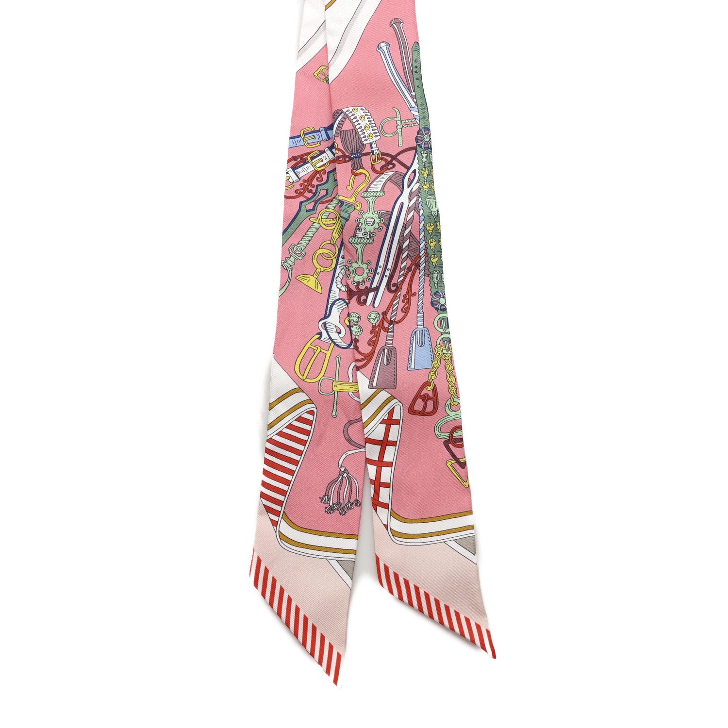 Hermes Silk Bouquets Selliers Twilly Rose Bleu Rouge Multi 2 of 3