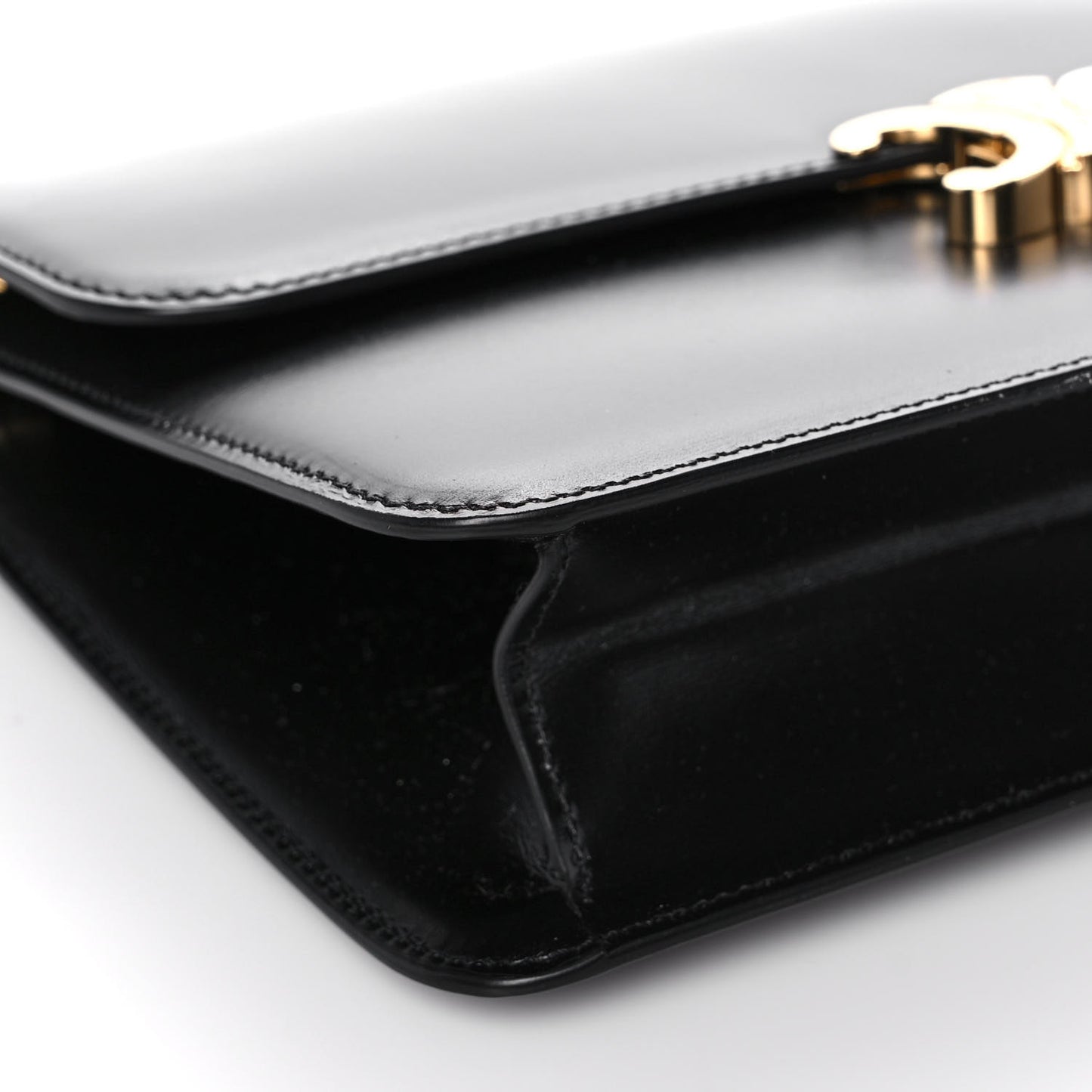 Shiny Calfskin Triomphe Clutch Black
