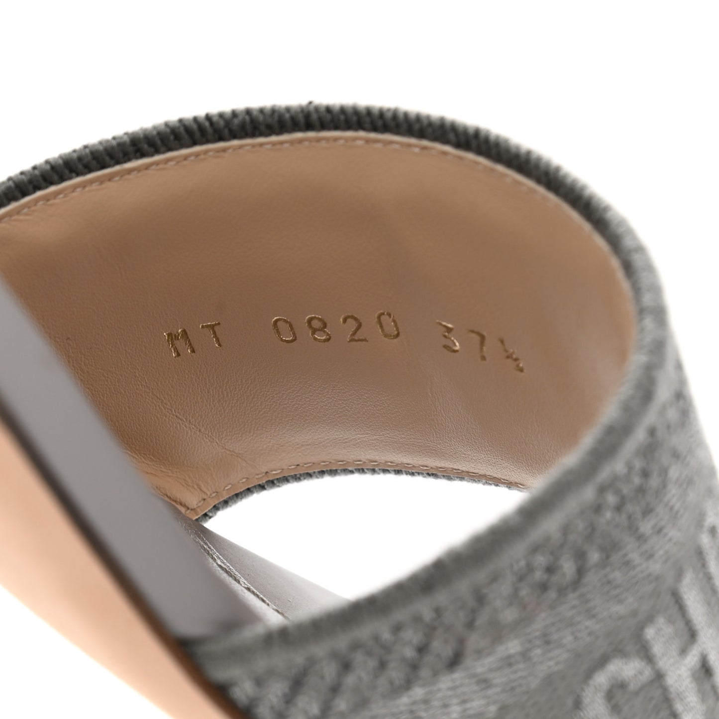 Canvas Lame Embroidered Dway 50mm Slide Sandals 37.5 Metal Grey