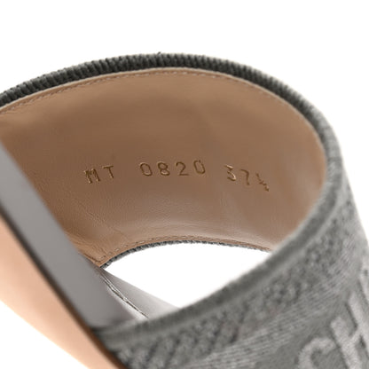 Christian Dior Canvas Lame Embroidered Dway 50mm Slide Sandals 37.5 Metal Grey 8 of 8