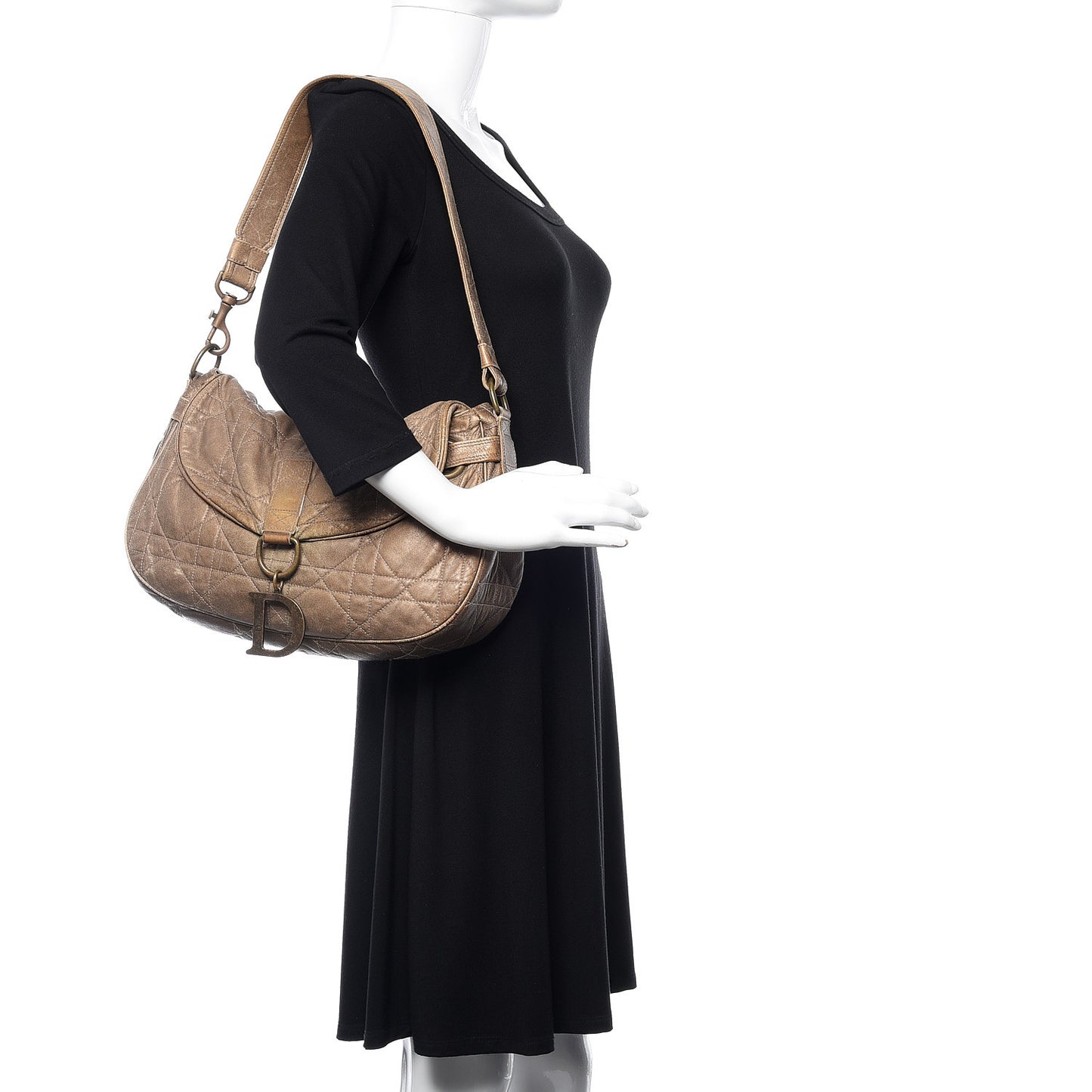 Lambskin Cannage Shoulder Bag Bronze
