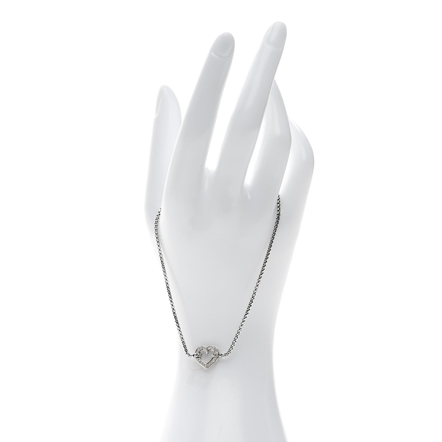 David Yurman Sterling Silver Diamond Valentine Hearts Bracelet 2 of 5