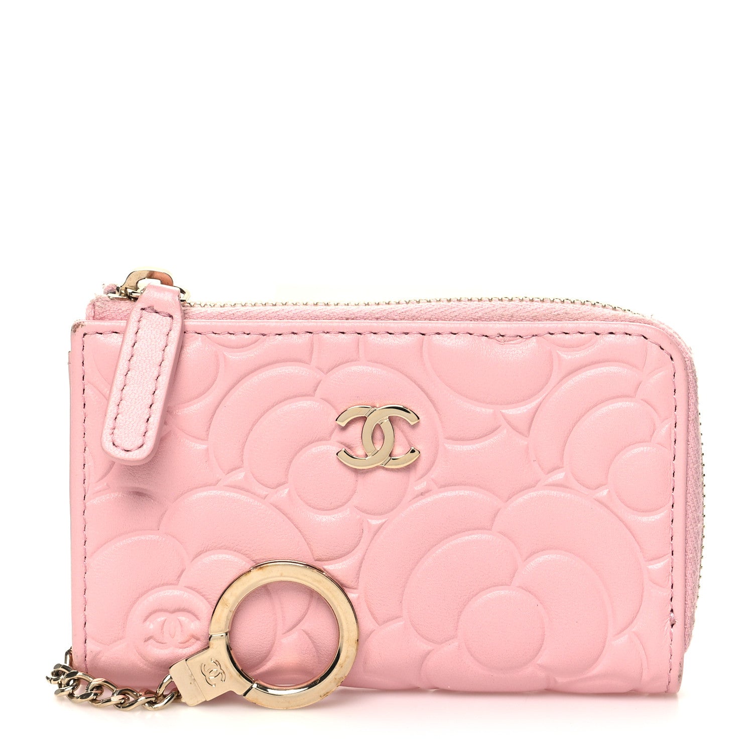 Chanel Caviar Camellia Embossed Key Holder Case Pink 1 of 11
