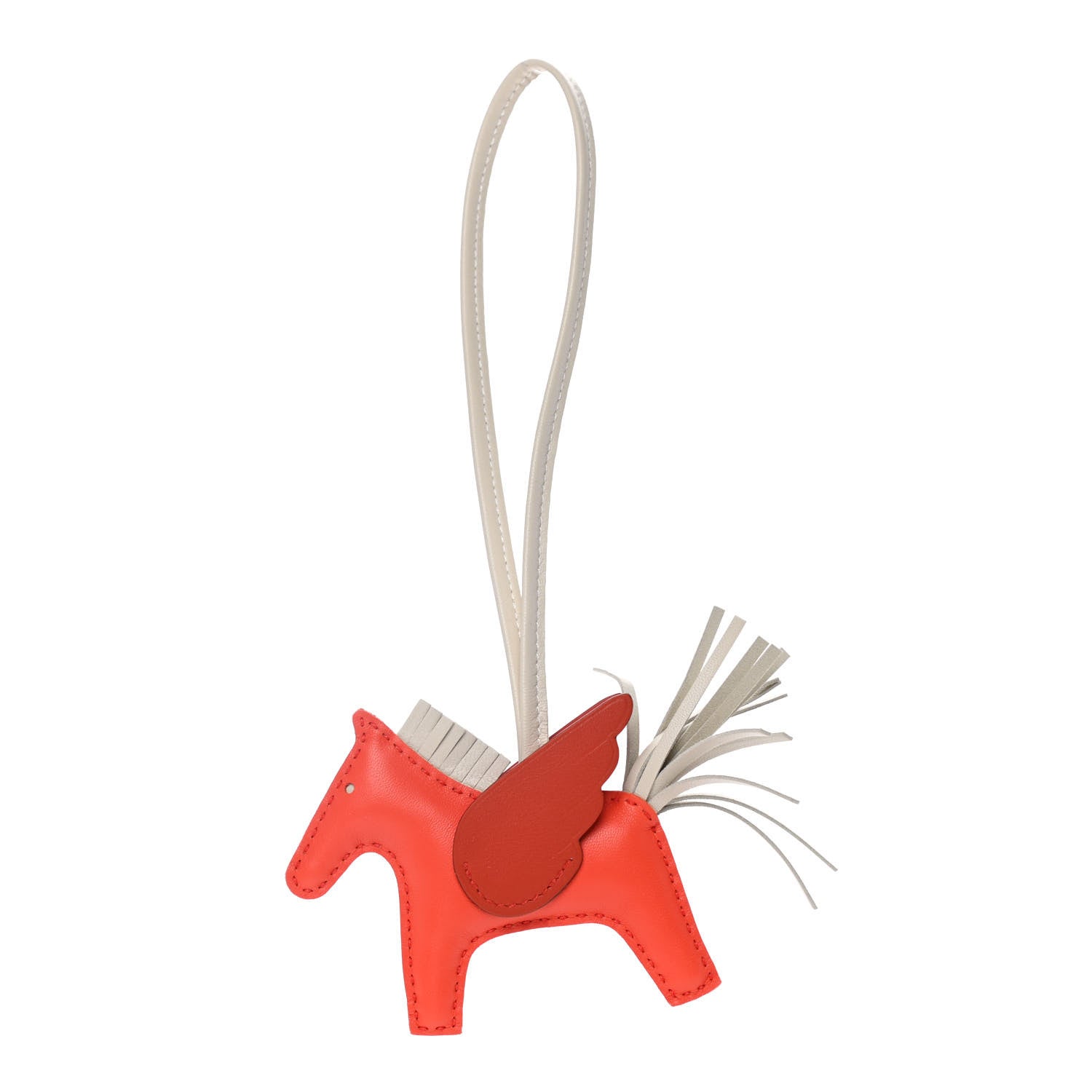 Hermes Milo Lambskin Grigri Rodeo Pegase Horse Bag Charm PM Orange Poppy Craie Terre Battue 1 of 5