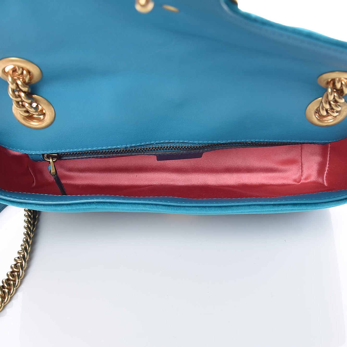 Velvet Matelasse Small GG Marmont Shoulder Bag Pavone Cyan
