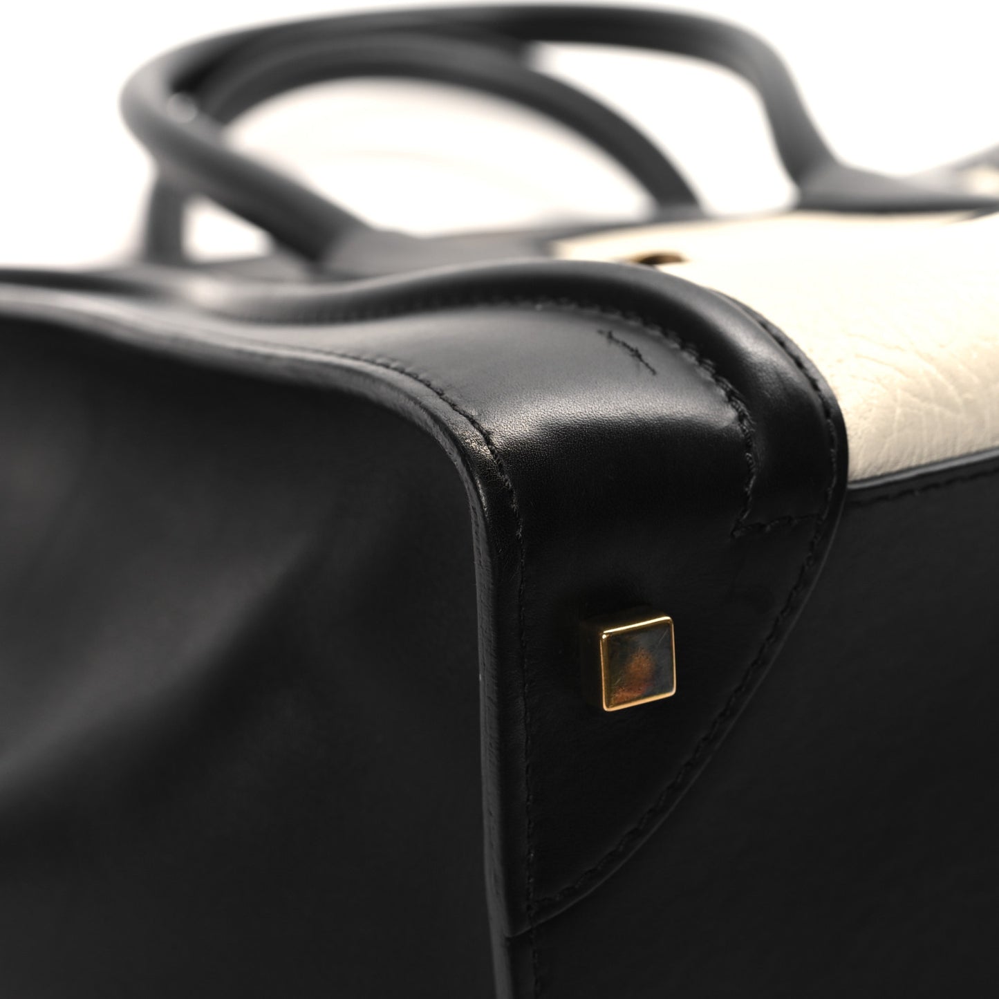 Elephant Calfskin Mini Bi-Color Luggage Black White