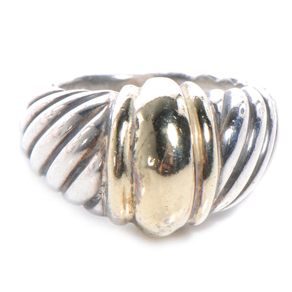 David Yurman Sterling Silver 14K Yellow Gold Cable Station Ring 47 4 1 of 5