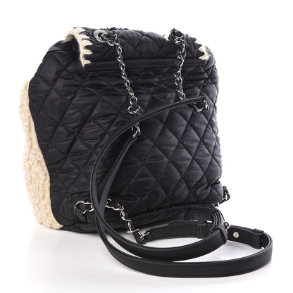 Chanel Wool Nylon Quilted Coco Neige Backpack Black Ecru 3 of 9