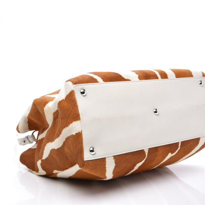 Fendi Calf Hair Zebra Print Regular 2Jours Tote Orange White 9 of 14