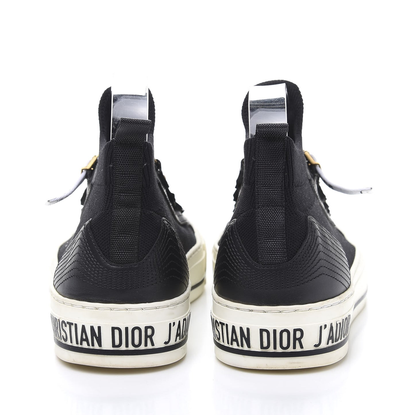Technical Knit Calfskin Womens Walk'N'Dior High Top Sneakers 38 Black