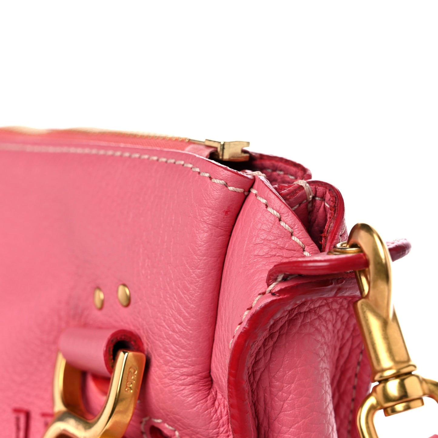 Calfskin Small Marcie Satchel Coral Pop