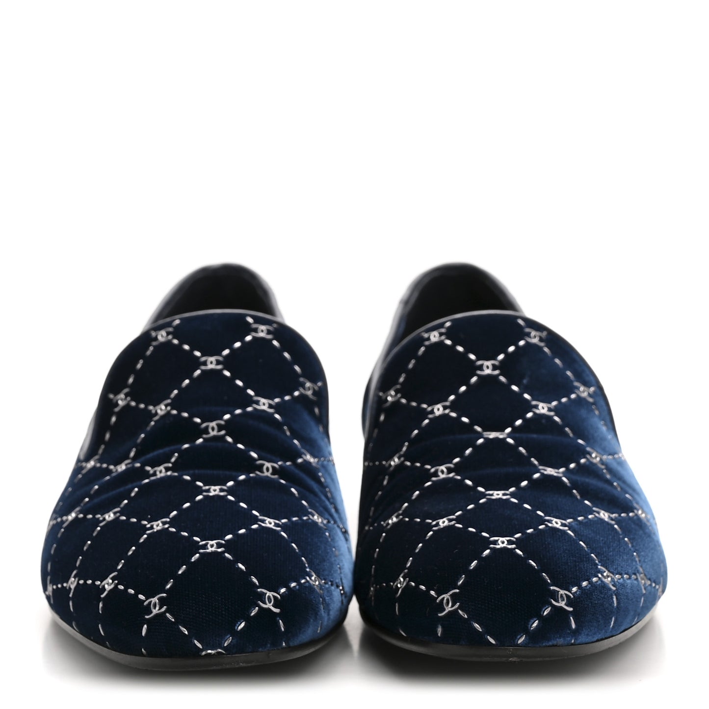Velvet Moccasin Loafers 40 Blue