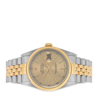 Rolex Stainless Steel 18K Yellow Gold 36mm Oyster Perpetual Datejust Watch Champagne 16233 2 of 4