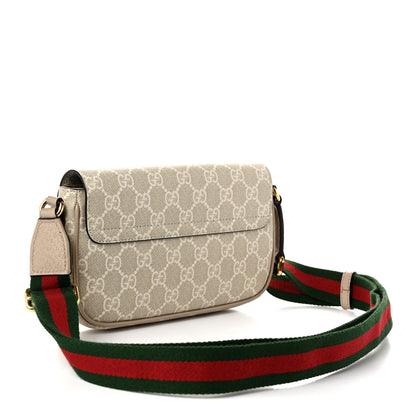 Gucci GG Supreme Monogram Textured Dollar Calfskin Web Mini Ophidia Envelope Shoulder Bag Beige Mystic White Oatmeal 3 of 10