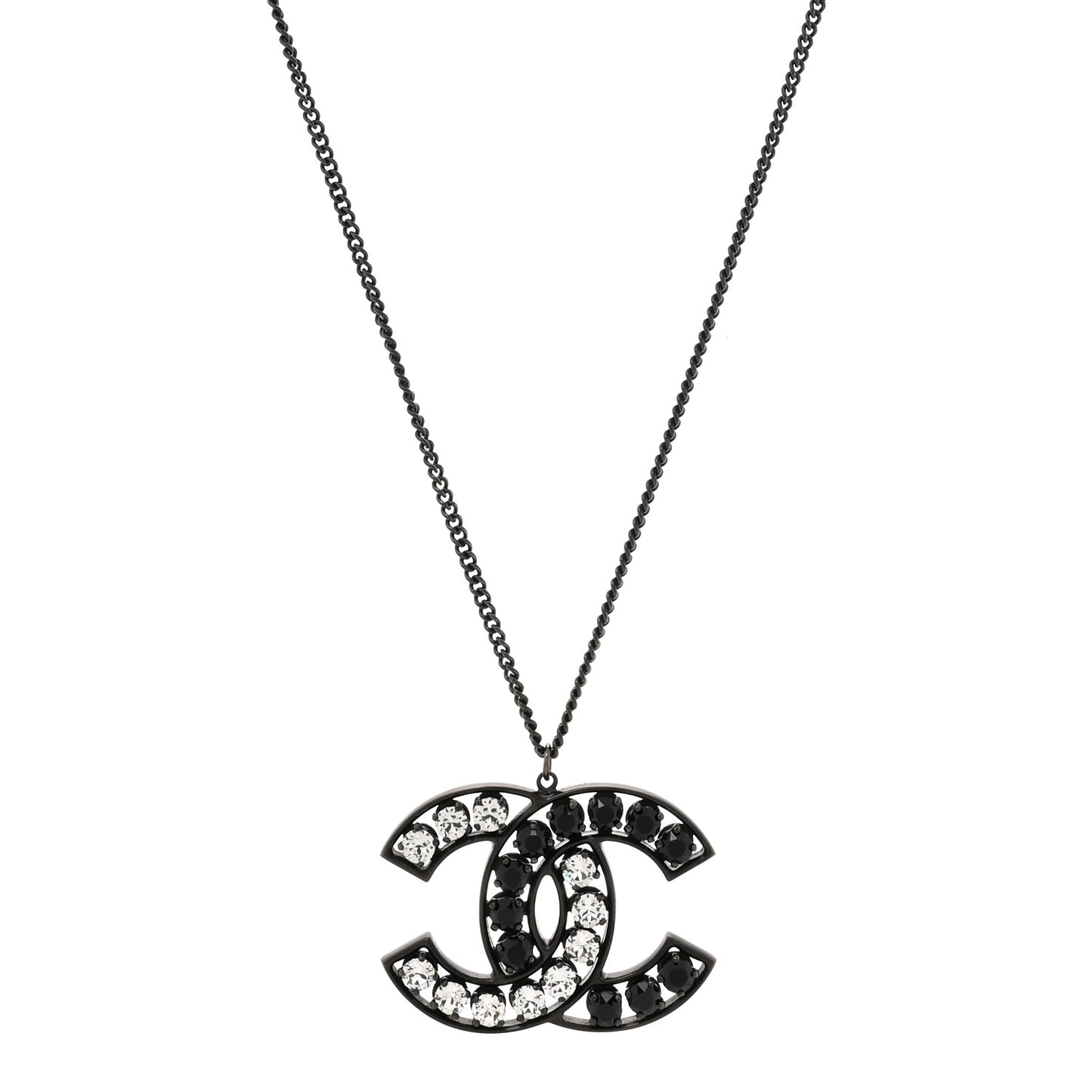 Ruthenium Crystal CC Necklace Black