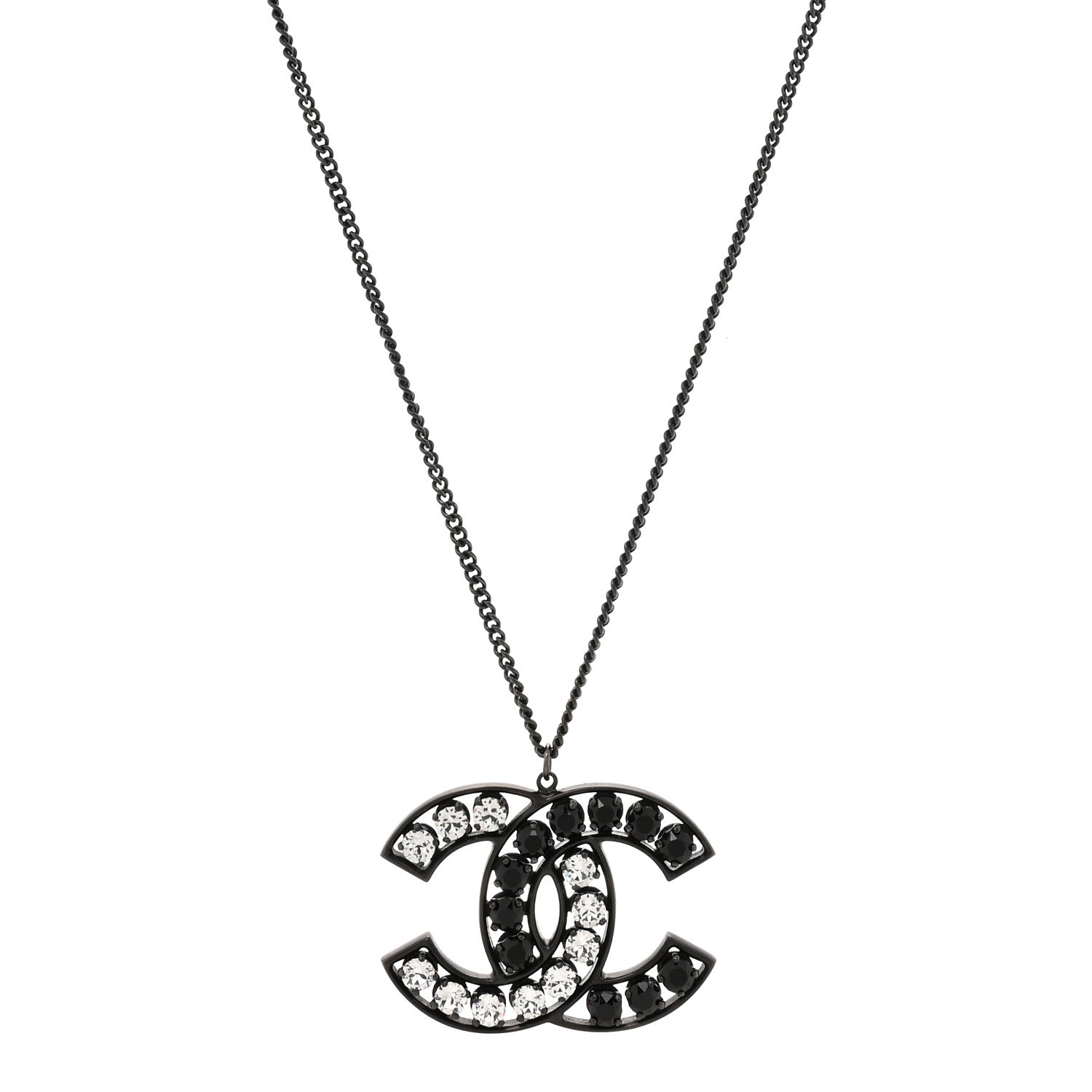 Chanel Ruthenium Crystal CC Necklace Black 1 of 5