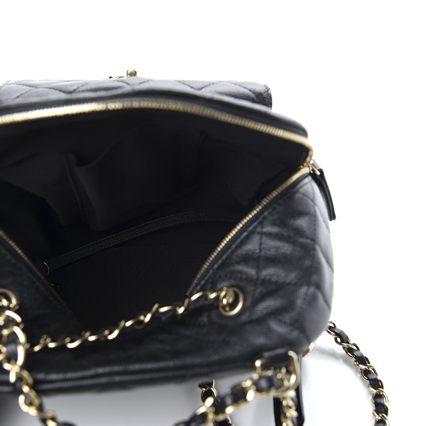 Caviar Quilted Medium Zip Around Backpack Black