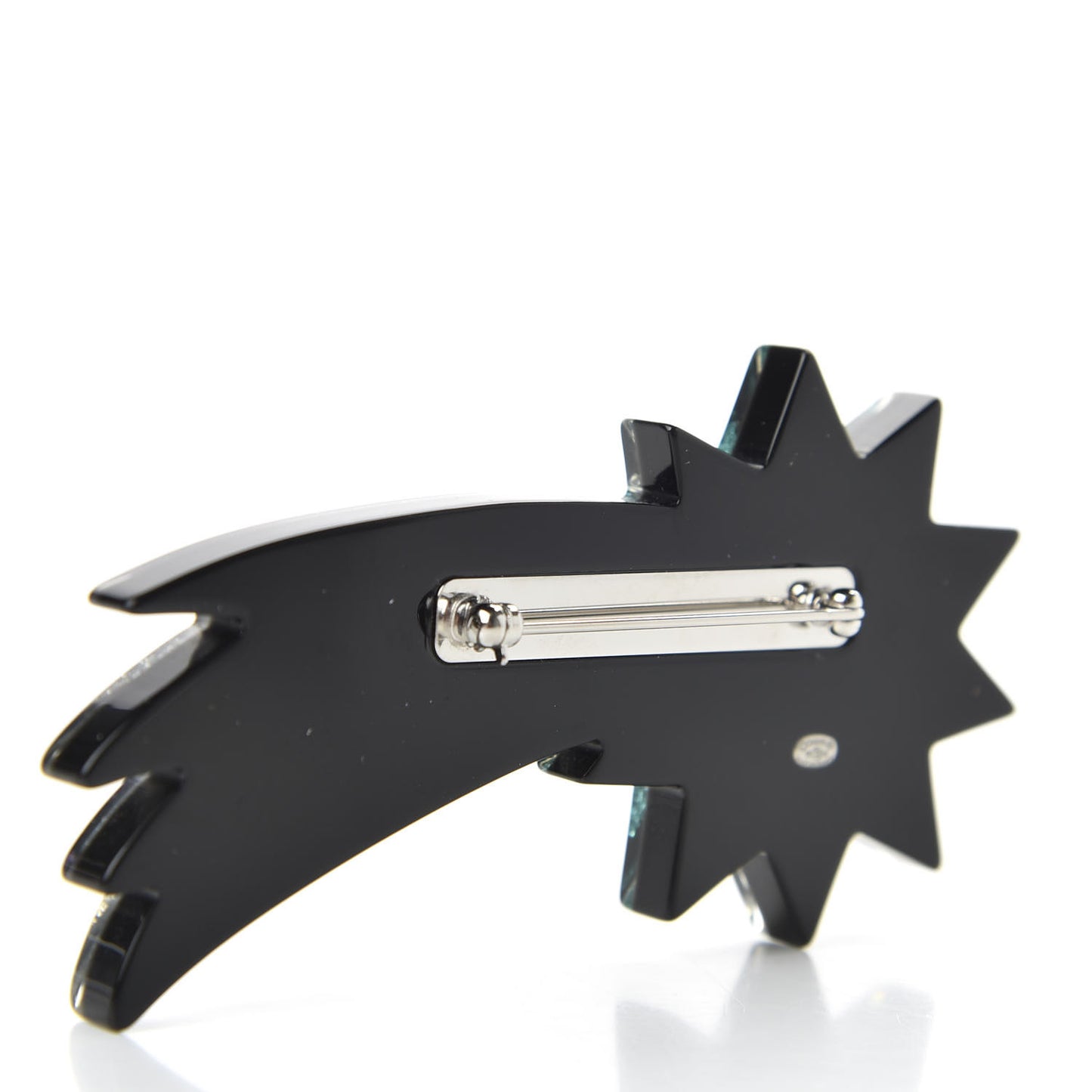 Glittered Resin Strass Shooting Star Brooch Black Purple Green