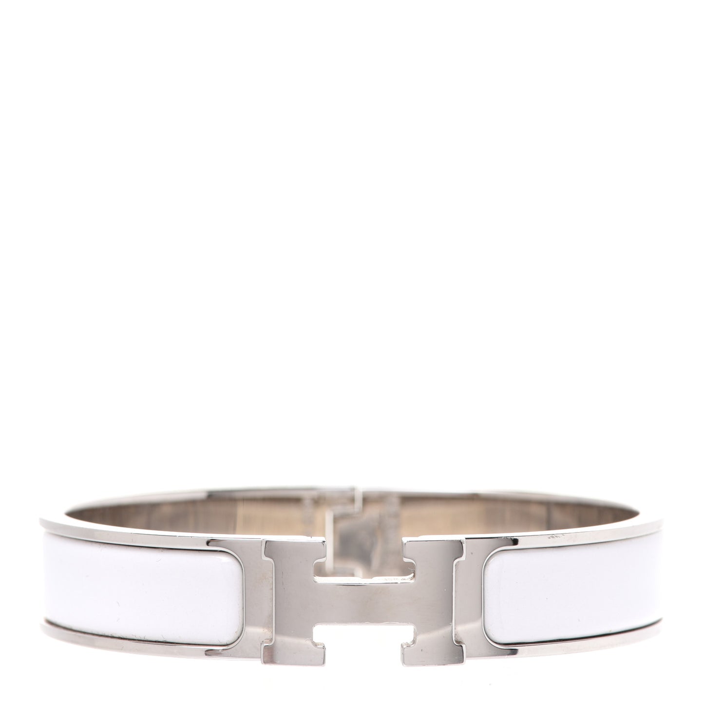 Enamel Narrow Clic Clac H Bracelet PM White