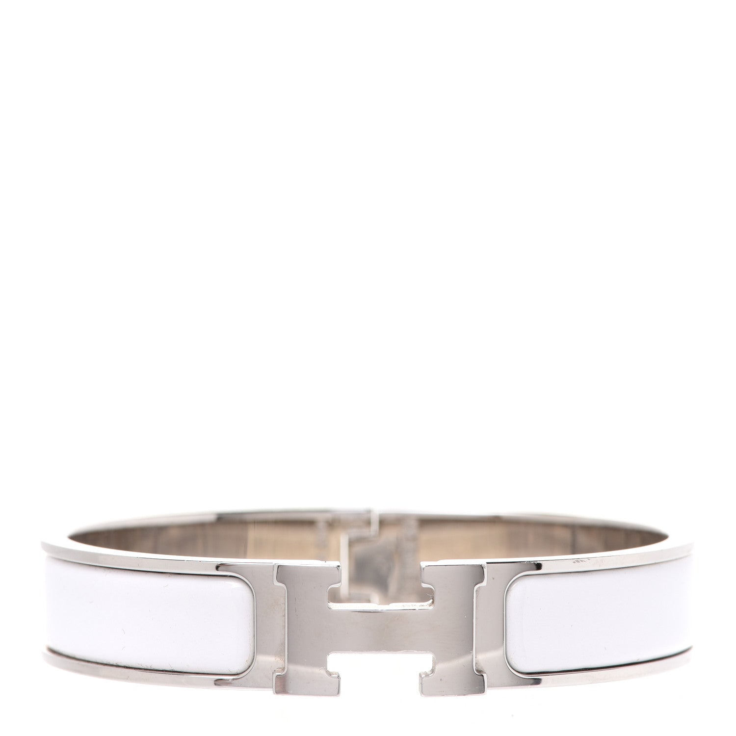 Hermes Enamel Narrow Clic Clac H Bracelet PM White 1 of 7
