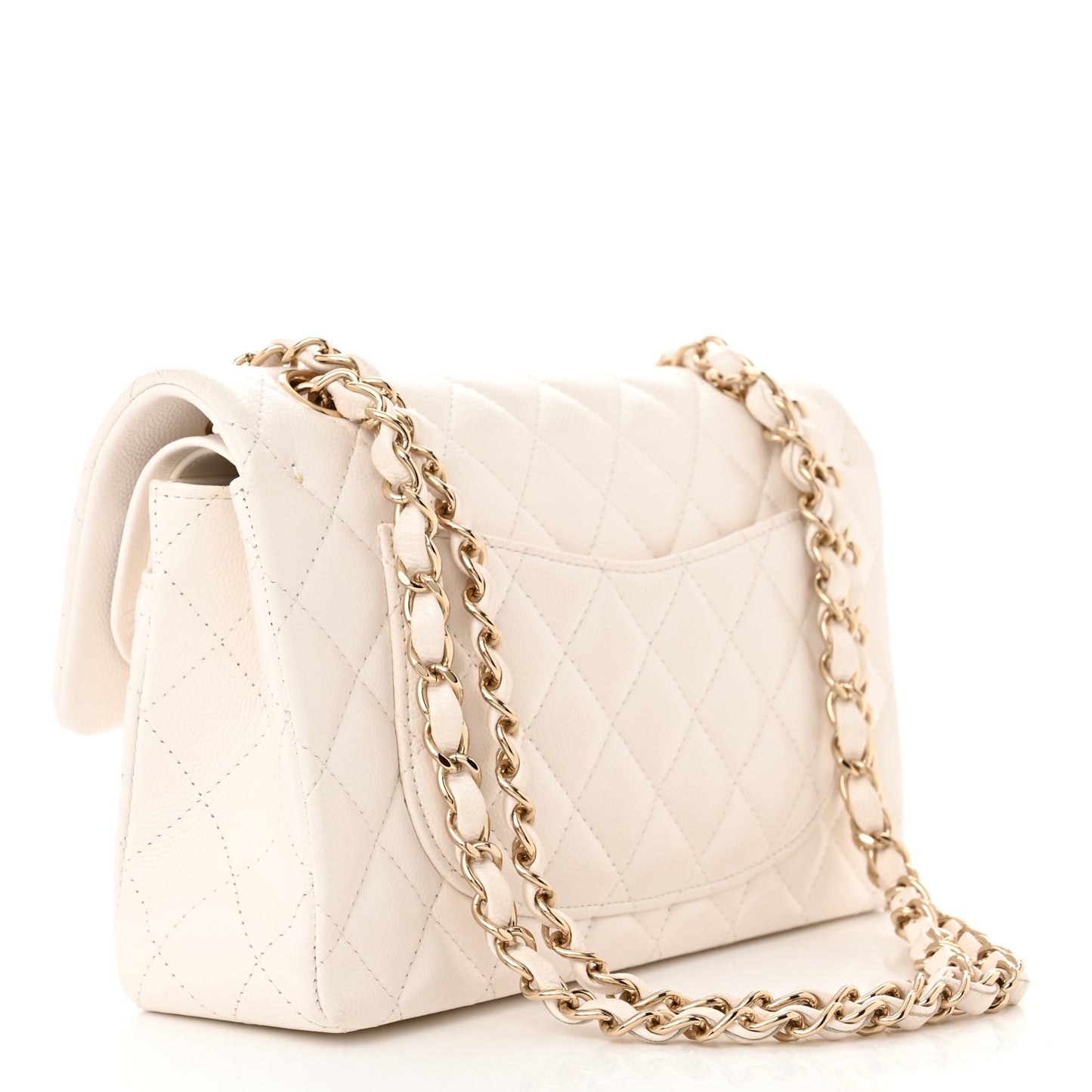 Caviar Quilted Small Double Flap White
