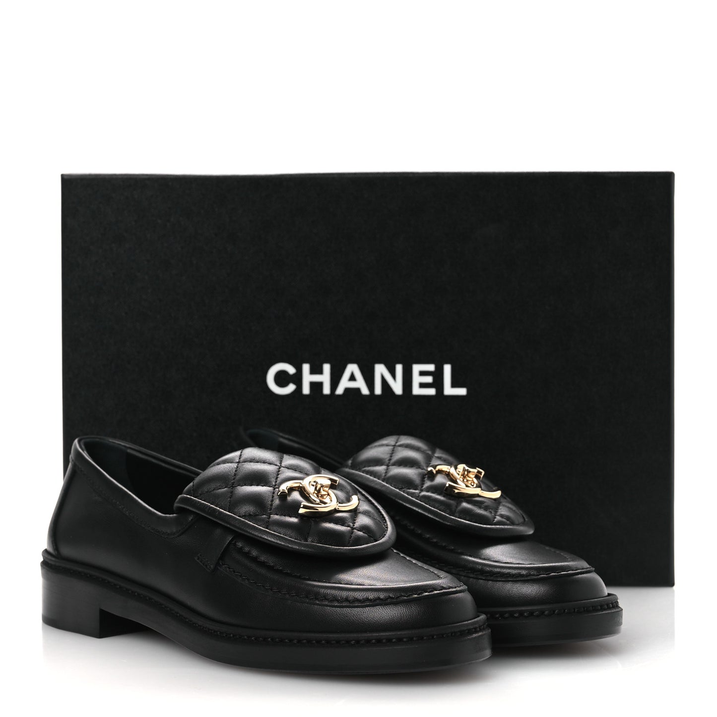 Lambskin Quilted CC Turnlock Loafers 36.5 Black