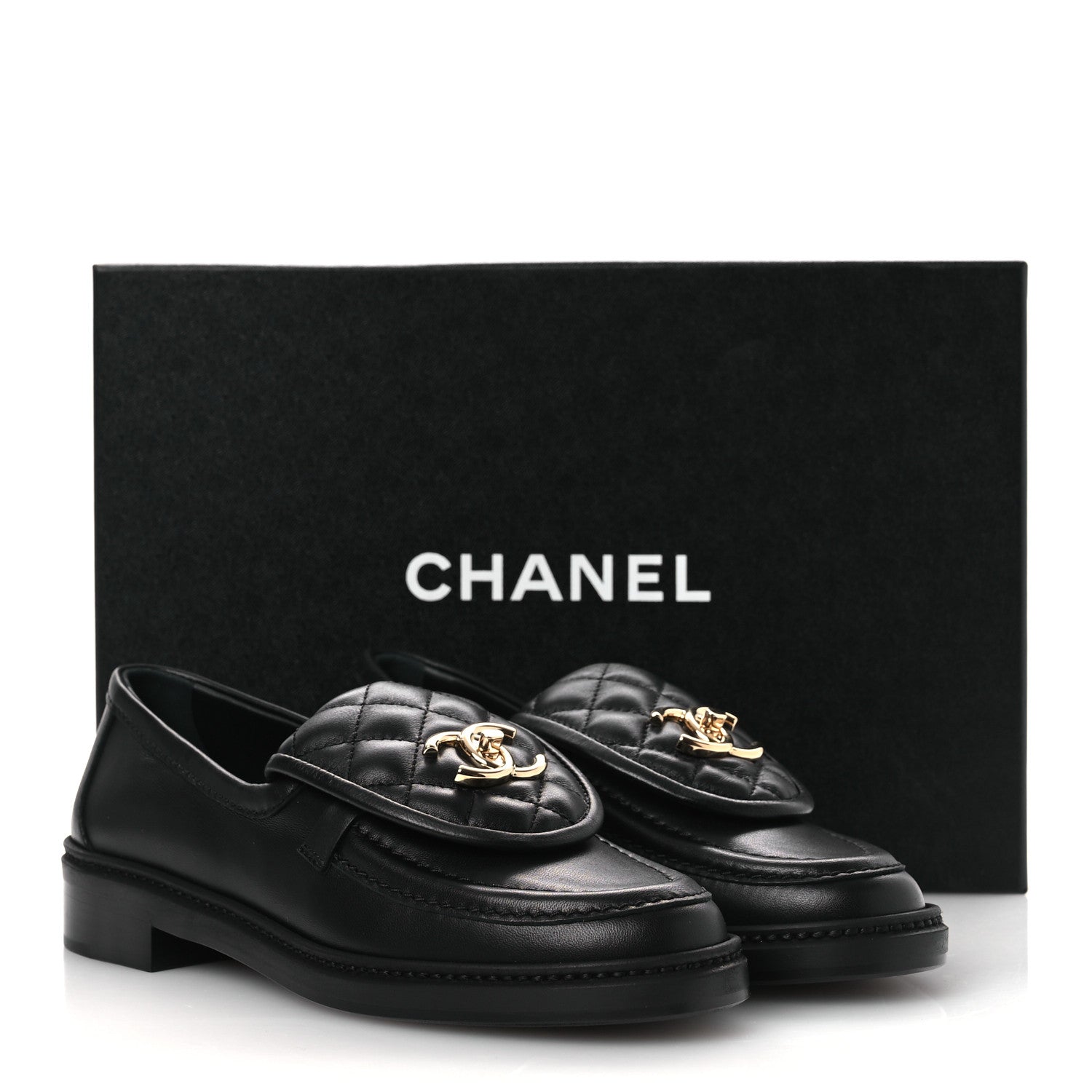 Chanel Lambskin Quilted CC Turnlock Loafers 36.5 Black 11 of 11