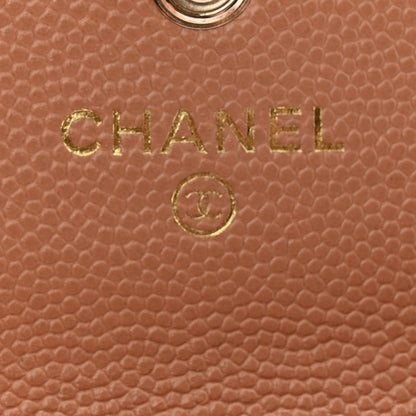 Chanel Caviar Metal Perforated Quilted CC Flap Card Holder Beige 6 of 9