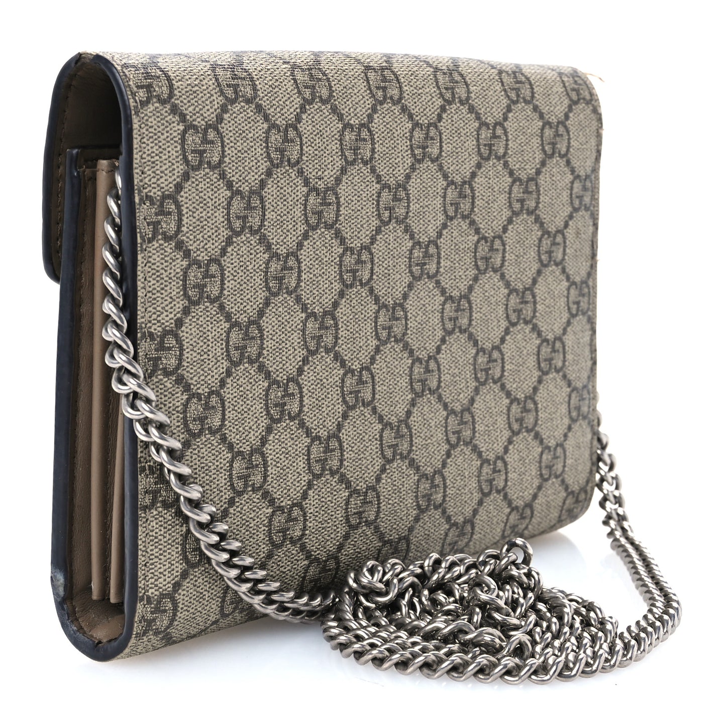GG Supreme Monogram Mini Dionysus Chain Wallet Beige Taupe