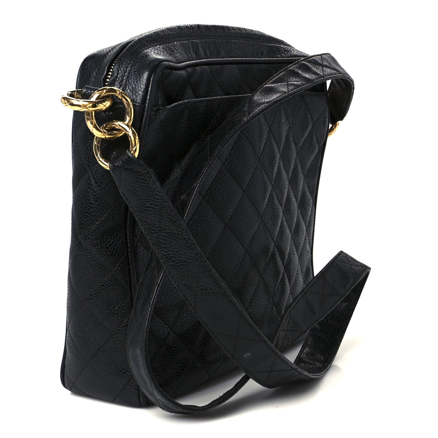 Caviar Quilted Flap Camera Case Black