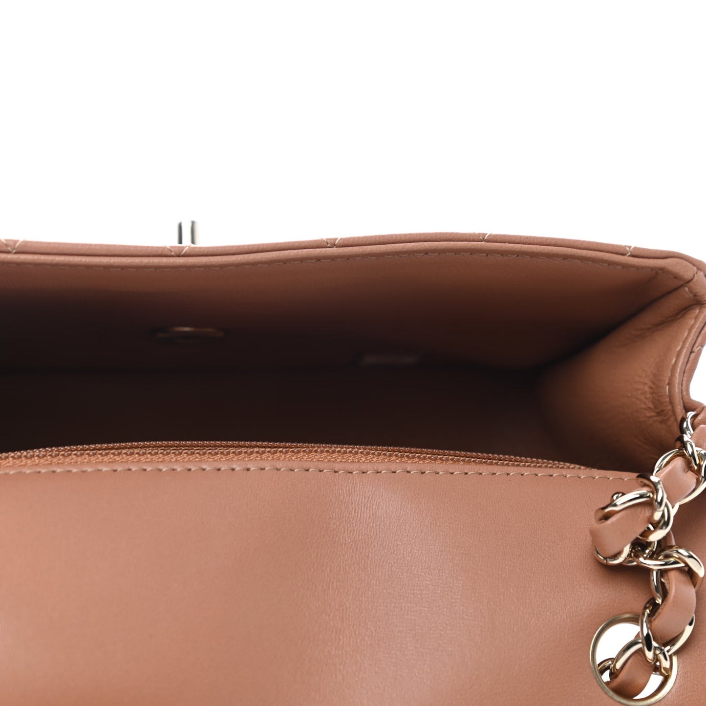 Lambskin Quilted Mini Rectangular Flap Brown